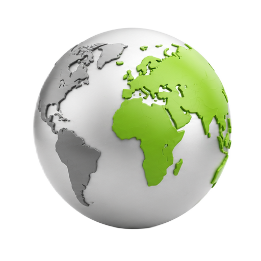 Globe highlighting continents outside the U.S.
